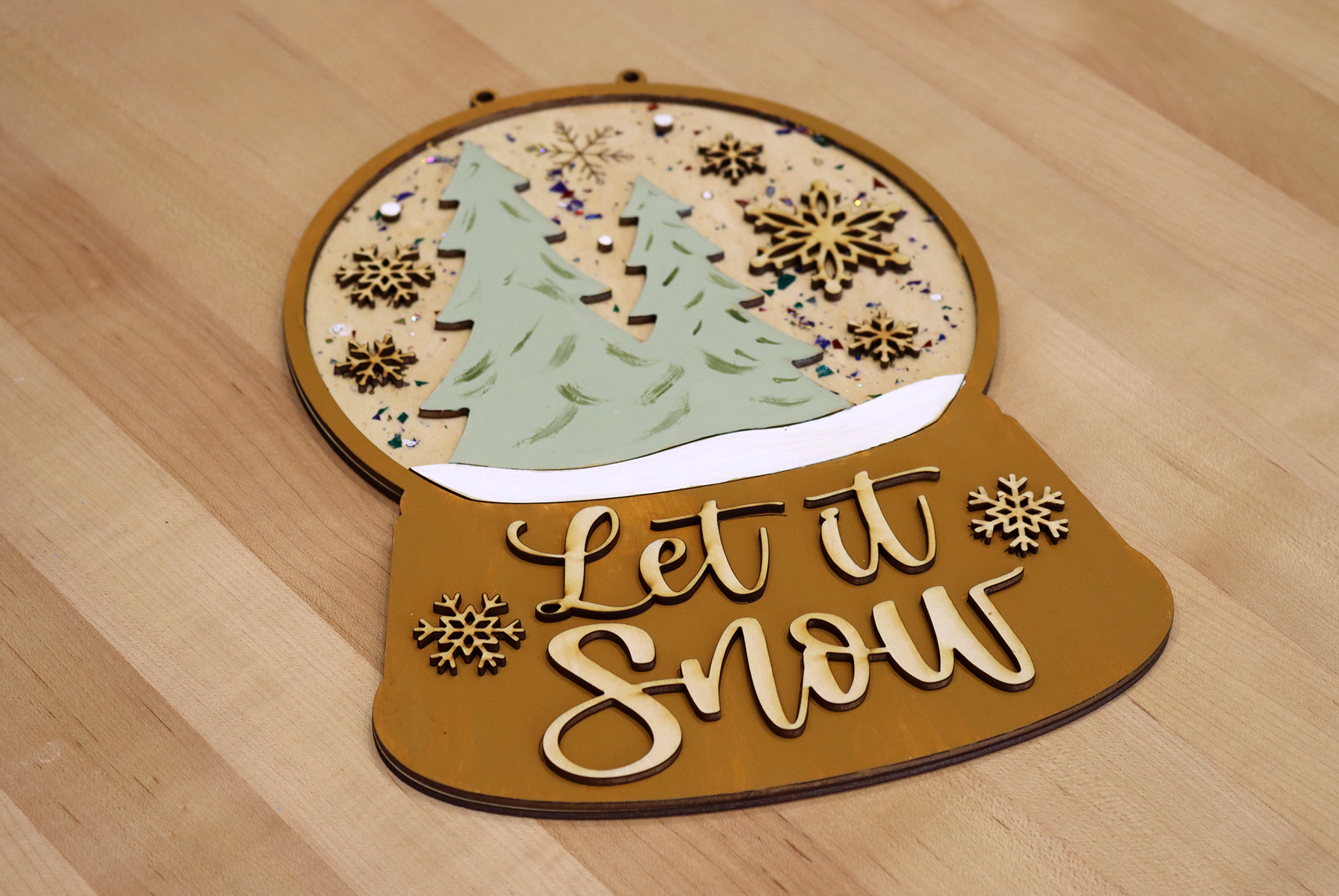 Sample of Let it Snow Glowforge project