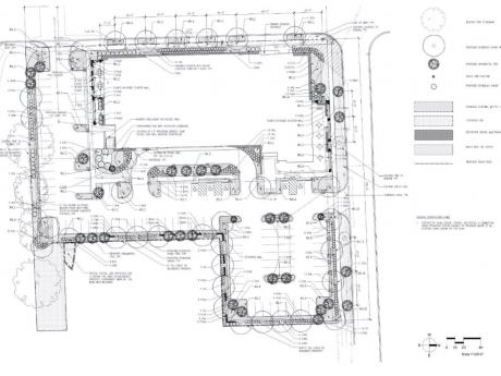 411 Main Street Site Plan with Landscaping Notes