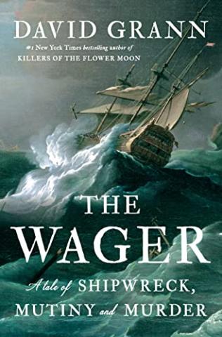 The Wager book cover: waves crashing against an old ship