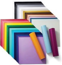 Stacks of adhesive vinyl in a variety of colors